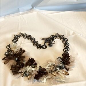 VINTAGE LANVIN PARIS HAUTE COUTURE RUNWAY PEARL CRYSTAL RIBBON NECKLACE